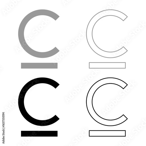 Som sign Kyrgyzstani currency symbol set icon grey black color vector illustration image solid fill outline contour line thin flat style