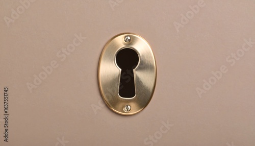 Oval keyhole on a beige surface