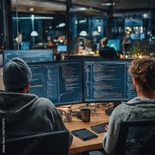 Coding collaboration modern office digital workspace tech environment creative perspective software development concepts