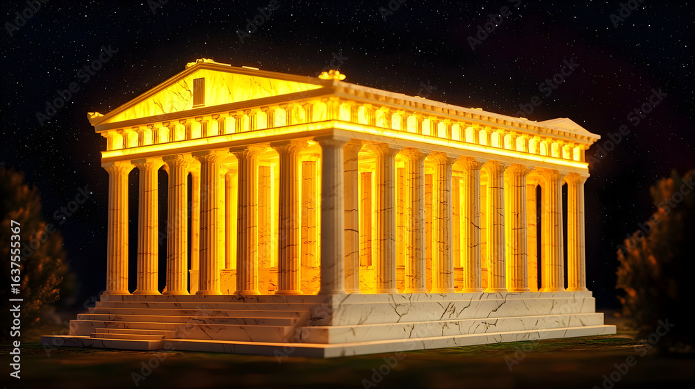 Obraz premium Illuminated Ancient Temple At Night