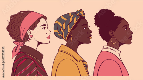 Three Diverse Women in Profile Showcasing Fashion and Style.