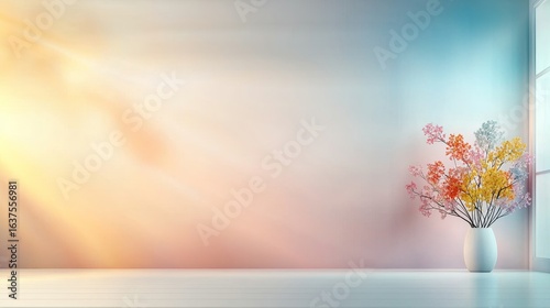 Tranquil floral arrangement bright room still life soft colors natural light serenity
