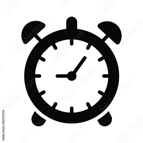 A stylish glyph icon of alarm clock for table