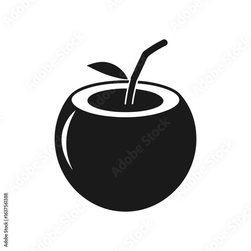 Coconut icon of silhouette vector illustration on white
