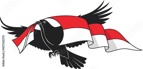 Indonesian Bird of Paradise with Flag Design