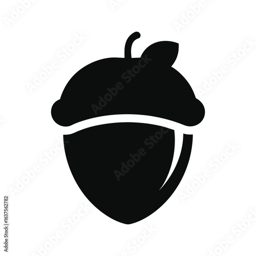 acorn icon of silhouette vector illustration on white 