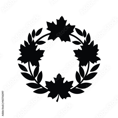 autumn wreath icon of silhouette vector illustration
