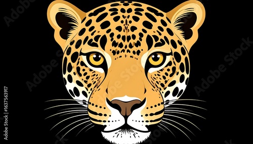 Jaguar head portrait with wildlife art.