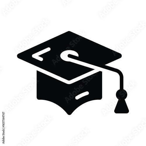 Easy to edit glyph icon of graduation mortarboard cap