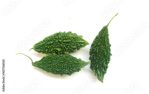 Bild auf Leinwand Fresh organic bitter gourd Bitter or karela isolated on white background