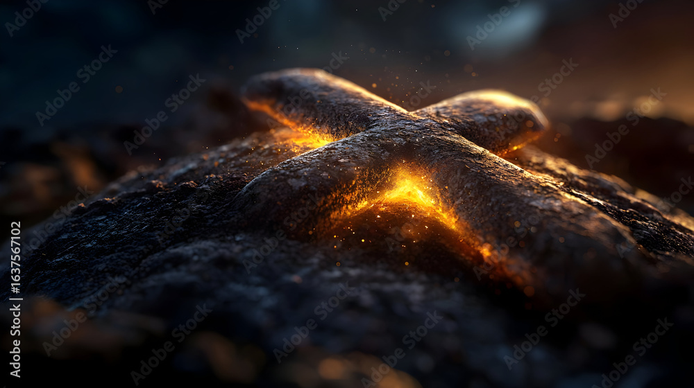 Naklejka premium Glowing Embers In Dark Scene