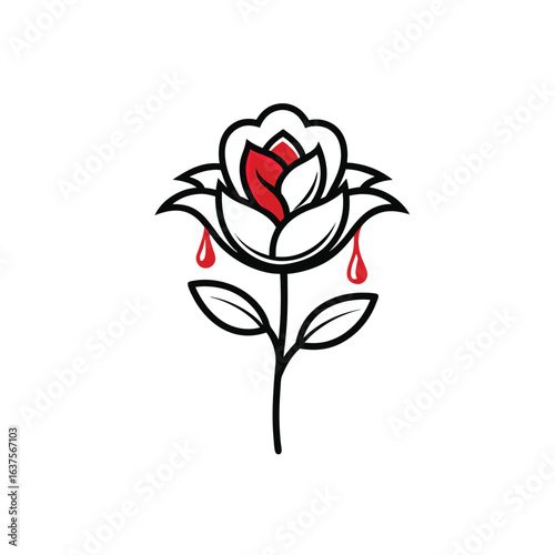 Outline bleeding flower vector icon