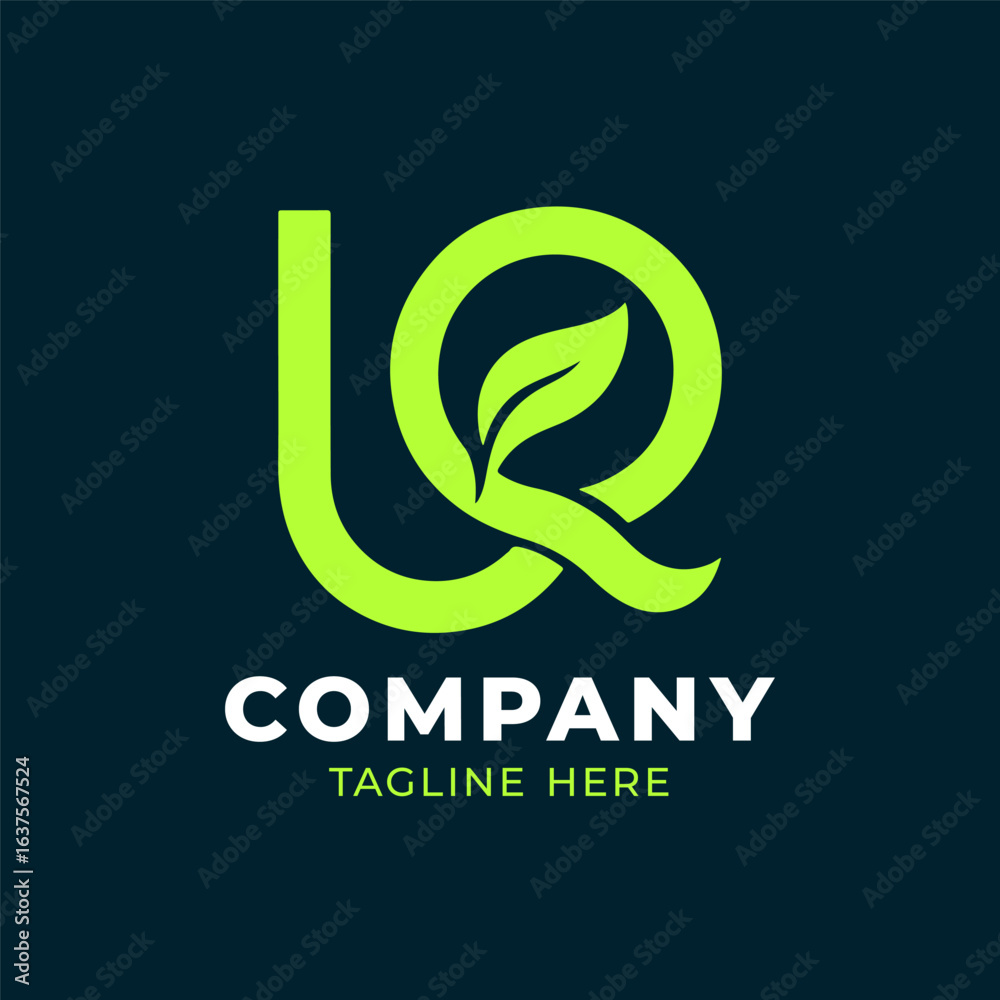 Fototapeta premium Joint letter green leaf logo design