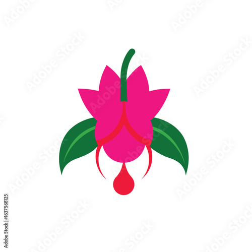 Fuchsia flower vector icon on white background