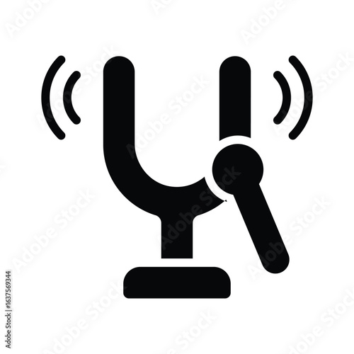 A glyph icon of vibrating tuning fork sound