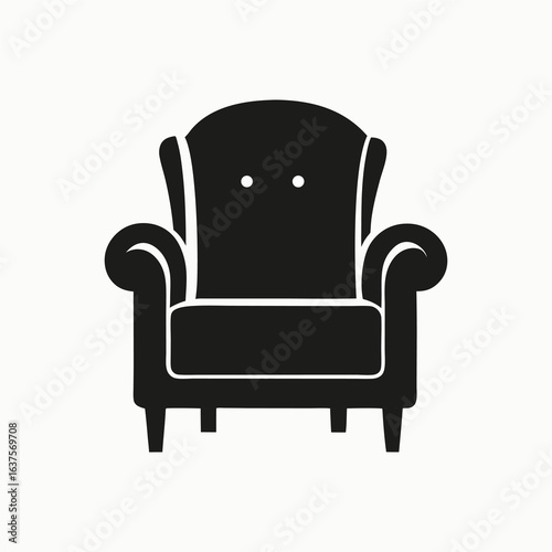 Single  armchair   silhouette icon on white background