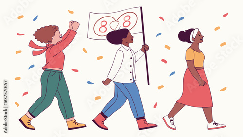 Diverse Women Celebrating with 88 Flag.