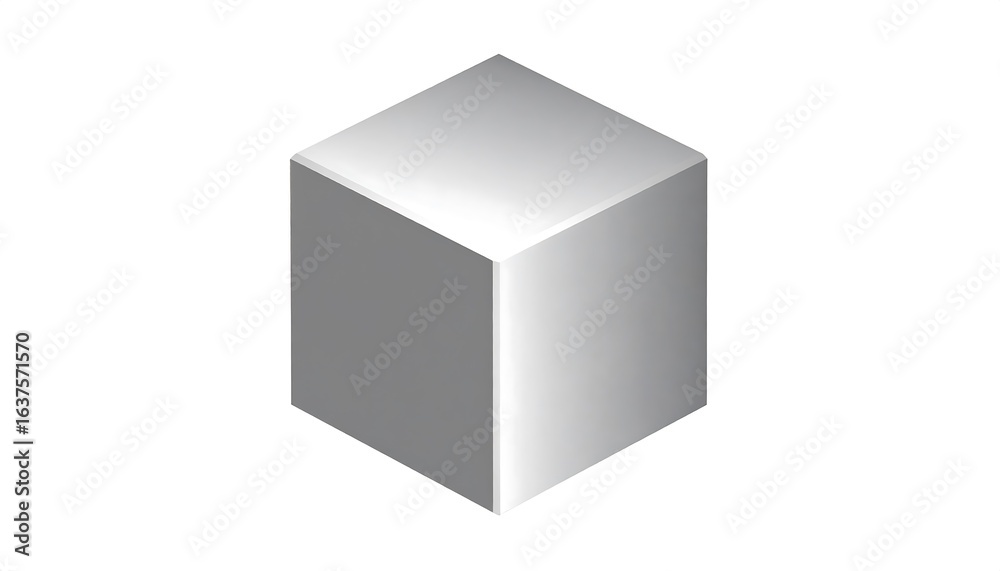 Metallic 3D Isometric Cube on White. Metallic 3D Isometric Cube on White.