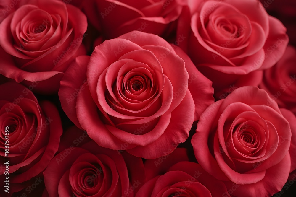 Naklejka premium Close up of a bouquet of lush pink roses in full bloom