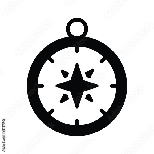 A modern glyph style icon showing orientation tool