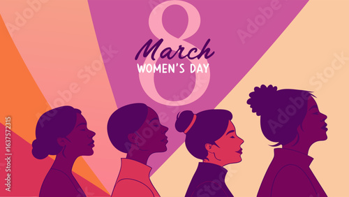 Four Women Silhouettes for International Womens Day Celebration.