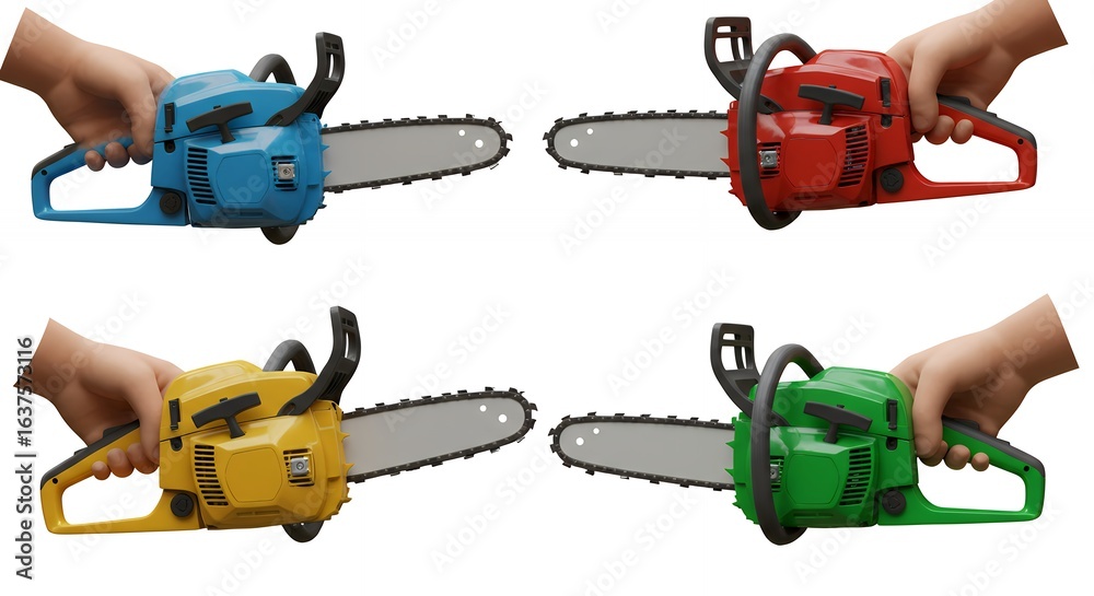 Naklejka premium Colorful chainsaws illustration