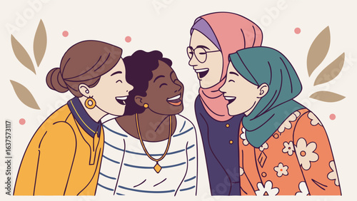 Joyful Diverse Women Sharing a Secret Laughing Together.