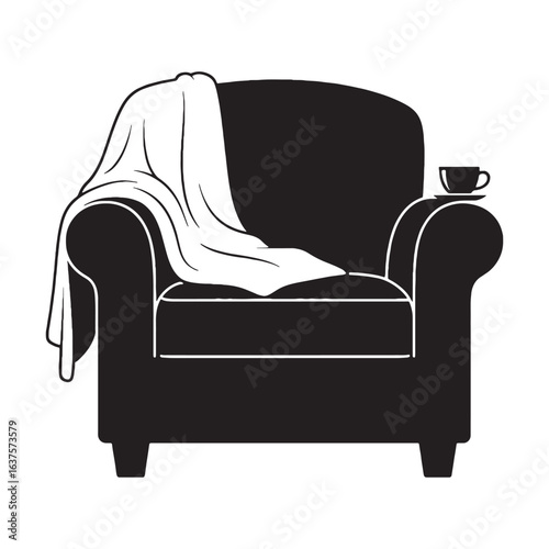 Relaxation in classic form – Armchair silhouette envisioned in charming Armchair vector – Armchair illustration – furniture vector

