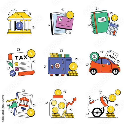 Banking Concept Vector Icon Eps 10 File Set 2