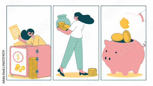 Saving Money Illustration of Financial Planning Methods.