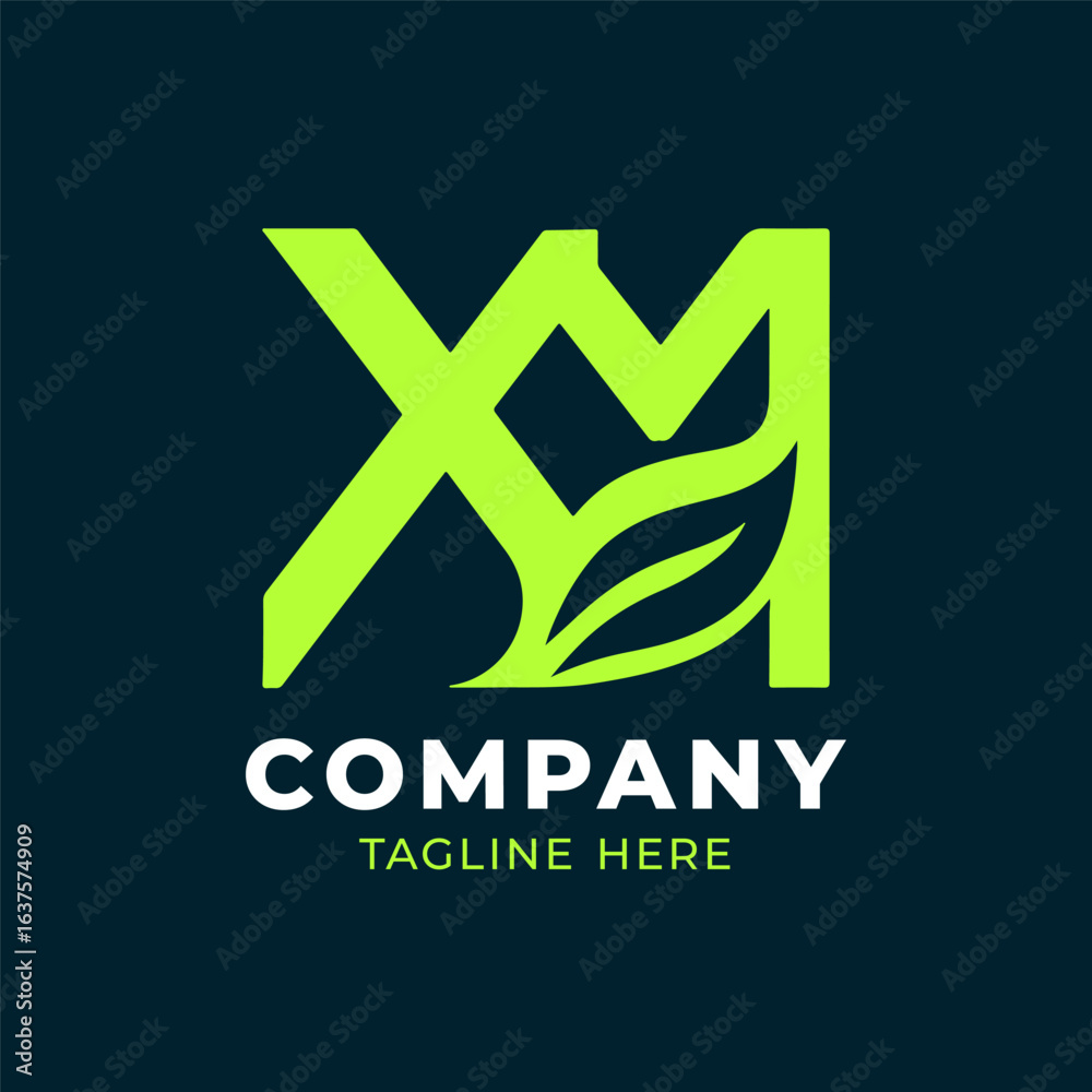 Obraz premium Joint letter green leaf logo design