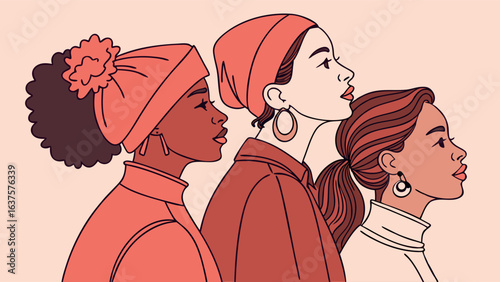 Three Diverse Women in Profile Stylish and Powerful.