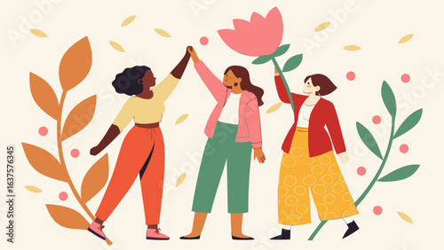 Three Diverse Women Celebrating Together.