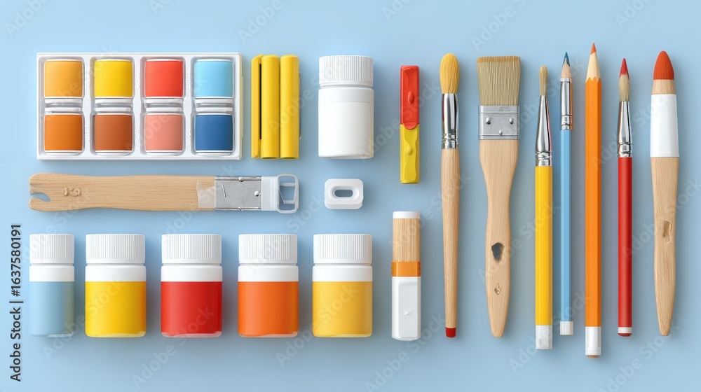 Fototapeta premium Colored pencils banner