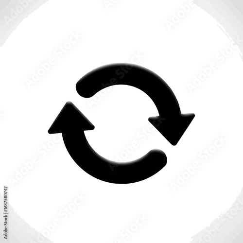 Free Download Black Silhouette Icon Arrow 3D – A circular arrow loop, black silhouette with a smooth 3D depth - GFXLoad