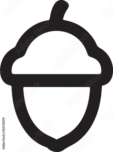 Silhouette Style Vector Acorn Logo Icon Design – Minimal Nature Symbol for Autumn, Forest, Eco Branding, Monochrome Oak Nut Graphic Illustration