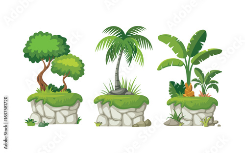Various tree vectors. Forest and nature concept. Collection of different tree symbols. Education and training poster design. Vector drawn for plant and tree presentation.