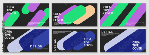 Horizontal posters in modern minimal simple style for corporate identity, branding, social media advertising, promo. Modern layout design template backgound or Creative covers horizontal banner set.