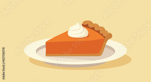 Slice of orange pie with whipped cream on plate
