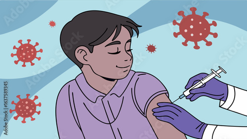 Child Receiving COVID19 Vaccination Illustration.