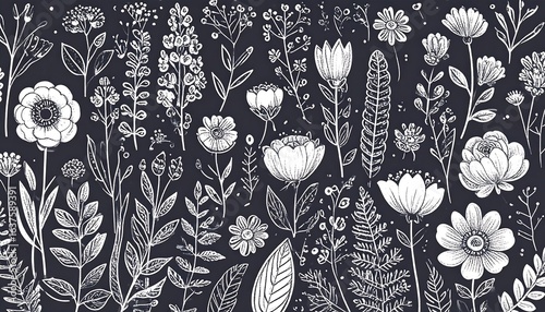 Floral pattern, black background