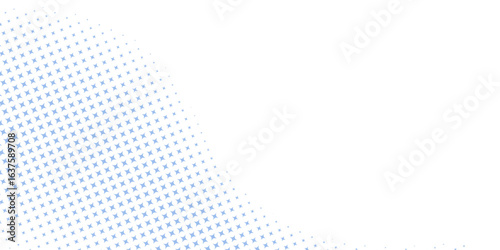 Stars Modern Halftone Geometry Pattern Vector Smooth Camber Border Blue Abstract Background. Checkered Faded Particles Curve Line Subtle Texture. Half Tone Contrast Graphic Minimalist Wide Wallpaper