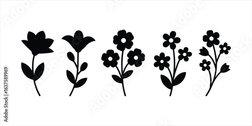 set of vector floral elements