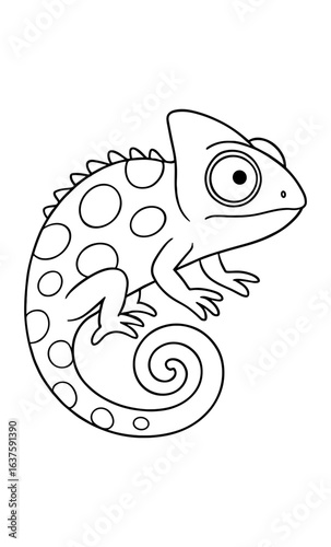 Whimsical chameleon outline for coloring fun and creativity
