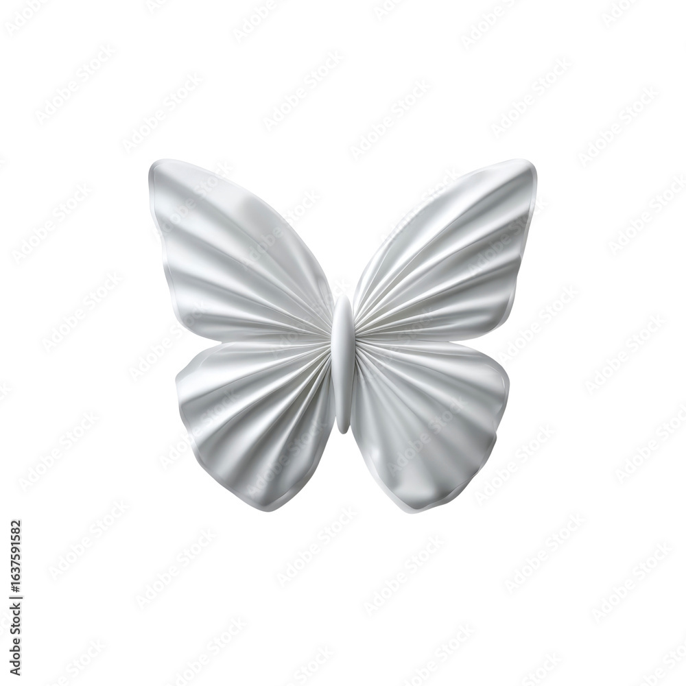 Naklejka premium Elegant White Pleated Butterfly Wall Decor - Minimalist Home Decoration