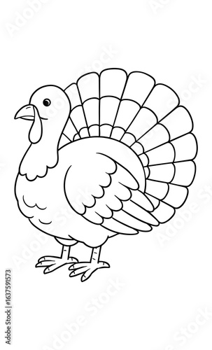 Thanksgiving turkey outline drawing for kids and crafts