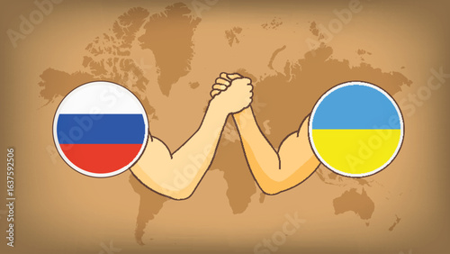 High Quality background Featuring Hands Fight of Russia vs Ukraine