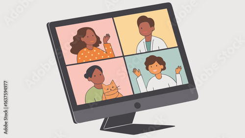 Group Video Call on a Computer Screen.