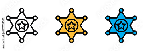 sheriff star, sheriff badge, police star, star icon vector set