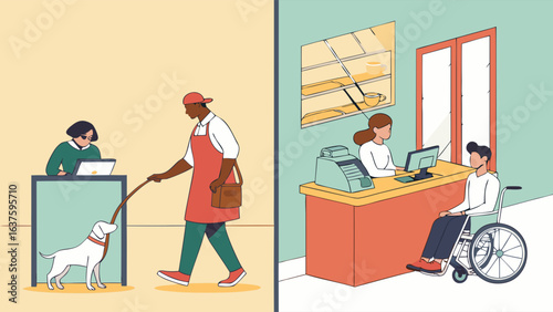 Inclusive Business Practices Accessibility for Visually Impaired and Wheelchair Users.